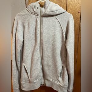 Gray Zip Up Jacket with Hoodie and Pockets